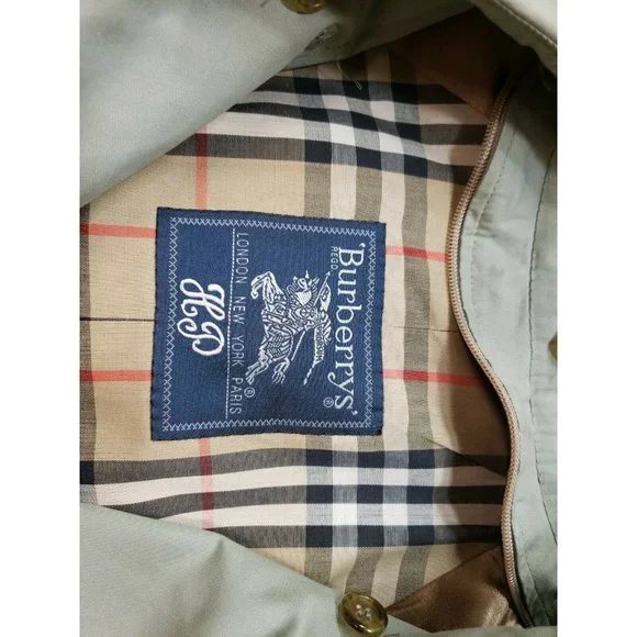 Vintage Burberry Burberrys Chelsea Double Breasted Green Trench
